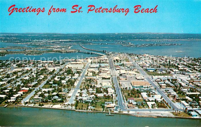 St Petersburg Florida Air view of Beach business district and Causeway Bridge