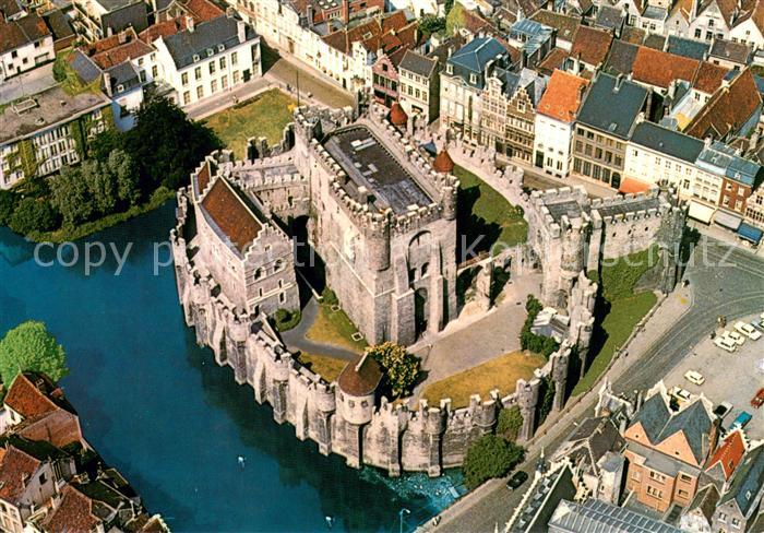 Gent Gand Flandre t Gravensteen Chateau des Comtes Fliegeraufnahme