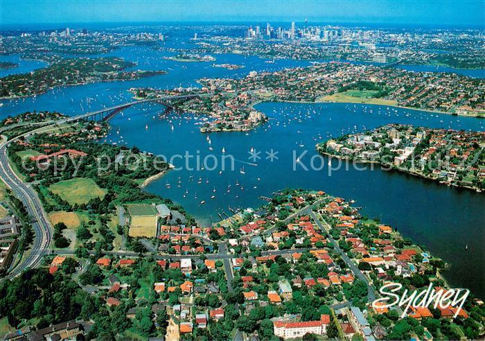Sydney New South Wales Aerial view of Sydney Harbour from Gladesville Bridge to