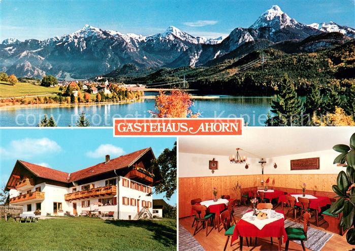 Weissensee Fuessen Seepanorama Gaestehaus Ahorn Gaststube