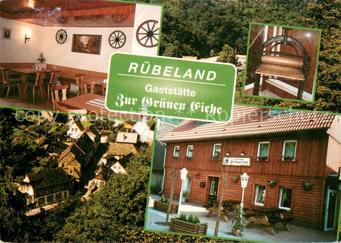 Ruebeland Harz Gaststaette Zur Gruenen Eiche Gaststube Fliegeraufnahme