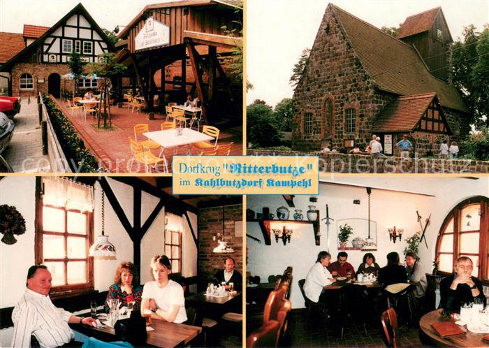 Kampehl Dorfkrug Ritterbutze im Kahlbutzdorf Gaststraeume Terrasse