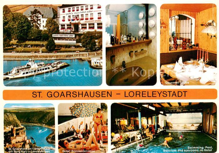 St Goarshausen Pohls Rheinhotel Adler Bad Gourmet Stube Loreleyfelsen Burg Katz