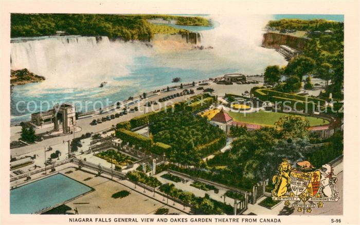 Niagara Falls Ontario General view and Oakes Garden Theatre from Canada