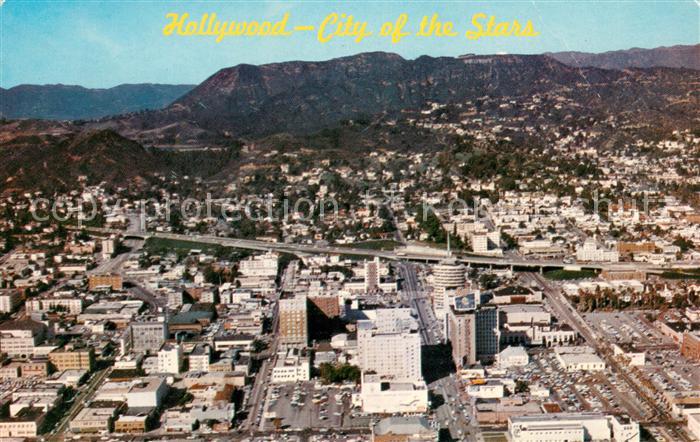 Hollywood California Aerial view of Hollywood with freeway