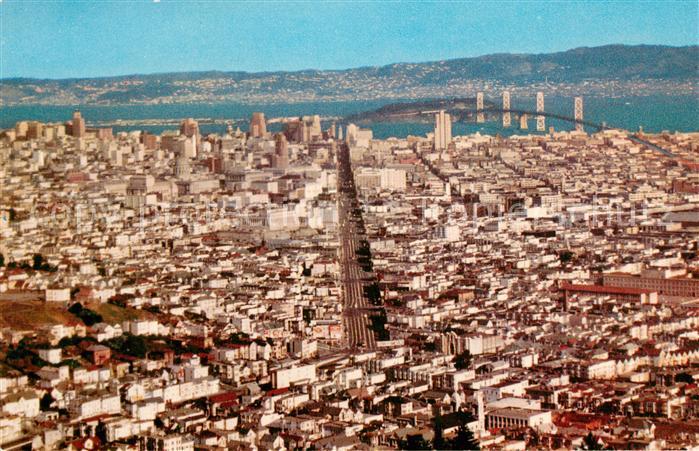 San Francisco California Air view with Oakland Bay Bridge