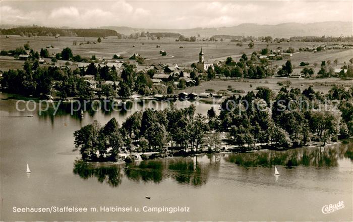 Seehausen Staffelsee Fliegeraufnahme mit Halbinsel und Campingplatz