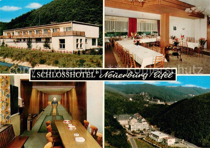 Neuerburg Eifel Schlosshotel Neuerburg Gastraum Kegelbahn Fliegeraufnahme