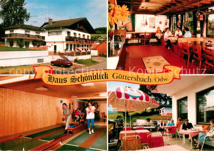 Guettersbach Haus Schoenblick Gastraum Kegelbahn Terrasse