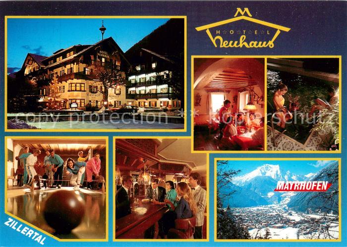 Mayrhofen Zillertal Hotel Neuhaus Gaststube Hallenbad Kegelbahn Bar Panorama
