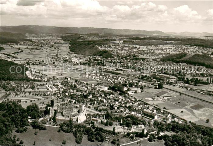 LoeRRACH Baden BW Fliegeraufnahme mit Burgruine Roetteln