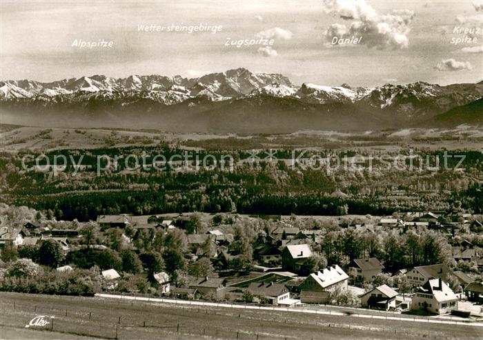 Hohenpeissenberg Fliegeraufnahme mit Wettersteingebirge und Zugspitze
