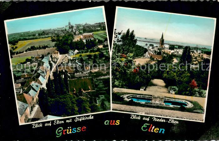 Elten Ortsansicht mit Kirche Blick nach Nieder-Elten
