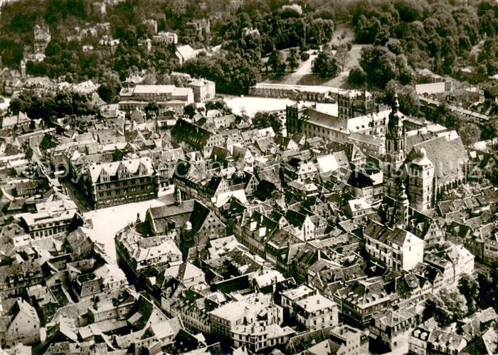 Coburg Bayern Marktplatz Schlossplatz und Morizkirche Fliegeraufnahme