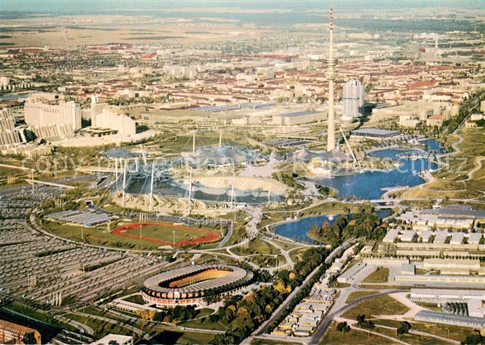 Muenchen Bayern Olympiastadt Olympisches Dorf Olympiapark Fliegeraufnahme