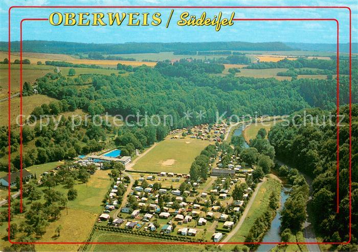 Oberweis Eifel Campingplatz an der Pruem Ferienstrasse Suedeifel Fliegeraufnahme