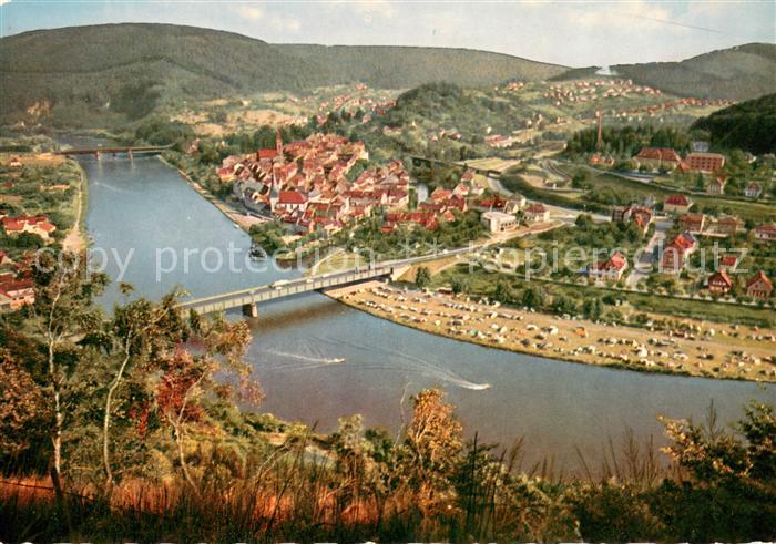 Neckargemuend Panorama Blick ueber den Neckar