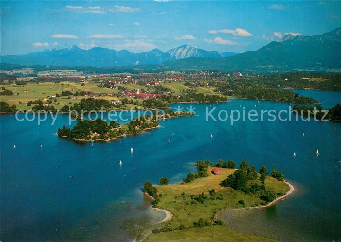 Staffelsee Fliegeraufnahme mit Seehausen Murnau Heimgarten Benediktenwand und Es