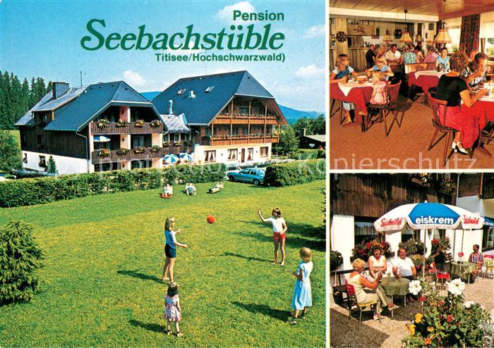 TITISEE Schwarzwald BW Pension Seebachstueble Gaststube Terrasse Spielwiese
