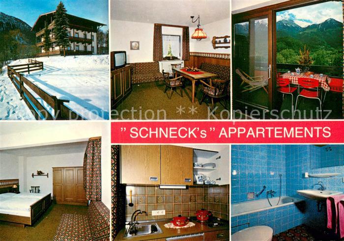Schoenau Koenigssee Schnecks Appartements Gaststube Kueche Bad Zimmer