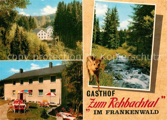 Grafengehaig Gasthof zum Rehbachtal Terrasse Waldidyll mit Reh