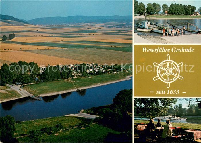 Grohnde Fliegeraufnahme Gast und Pensionshaus Grohnder Faehrhaus Anlegestelle Te