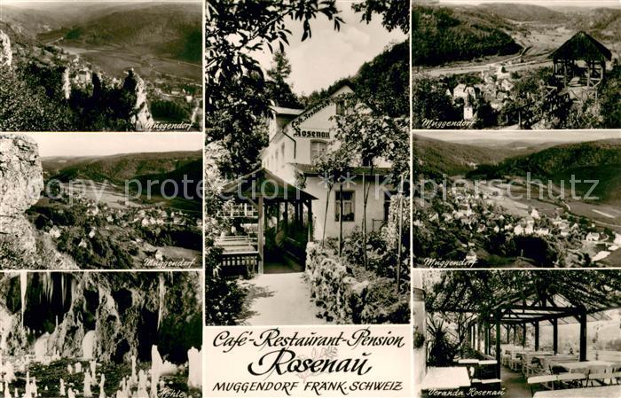 Muggendorf Fraenkische Schweiz Cafe Restaurant Rosenau Terrasse Ortsansichten