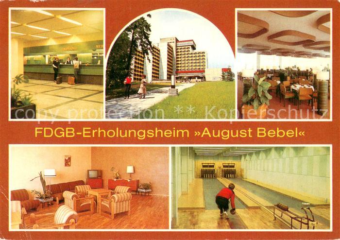 Friedrichroda FDGB Erholungsheim August Bebel Empfangshalle Fernsehrau Kegelbahn