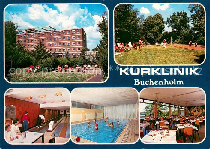 Malente-Gremsmuehlen Kurklinik Buchenholm Spielwiese Kegelbahn Hallenbad Speises