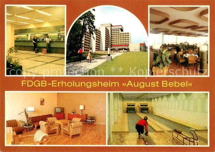 Friedrichroda FDGB Erholungsheim August Bebel Rezeption Cafe TV Raum Kegelbahn