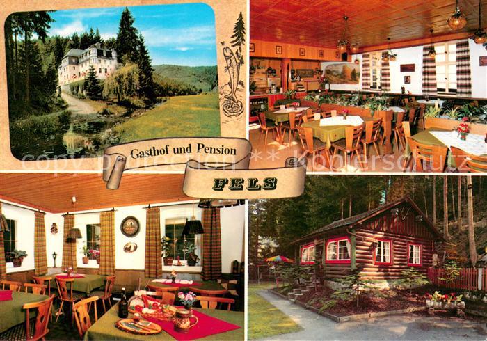 Wallenfels Oberfranken Gasthof Pension Fels Gastraeume Blockhuette