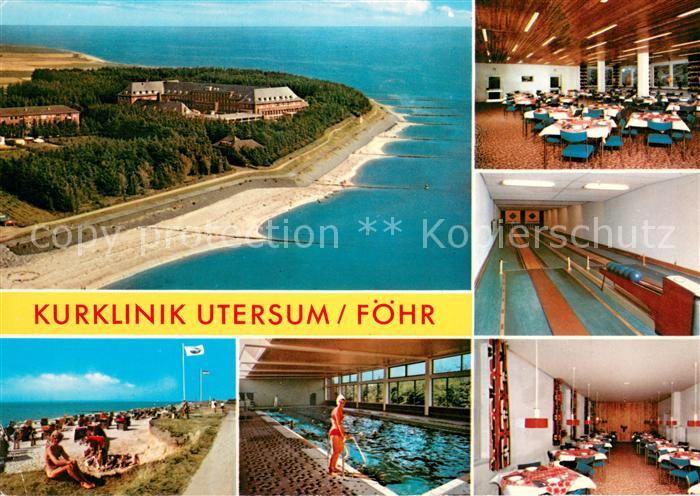 Utersum Kurklinik Speisesaal Hallenbad Kegelbahn Strand Fliegeraufnahme