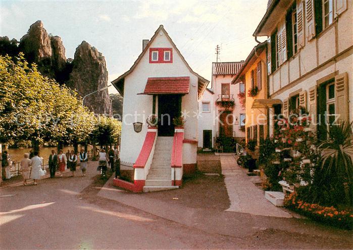 Bad Muenster Stein Ebernburg Nahepromenade mit Rheingrafenstein Altes Fischerhau