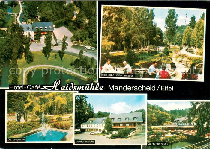 Manderscheid Eifel Hotel Cafe Heidsmuehle Gartenanlagen Terrasse