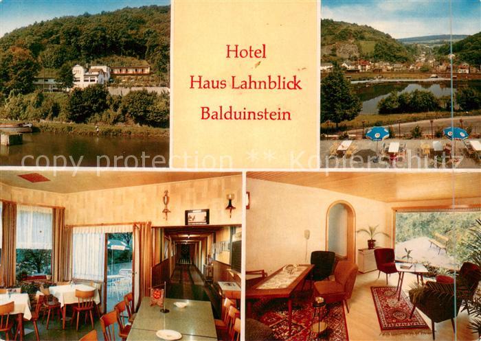 Balduinstein Hotel Haus Lahnblick Restaurant Aufenthaltsrum Panorama