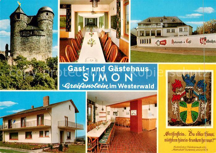 Greifenstein Hessen Gast- und Gaestehaus Simon Burg Westerwald Wappen