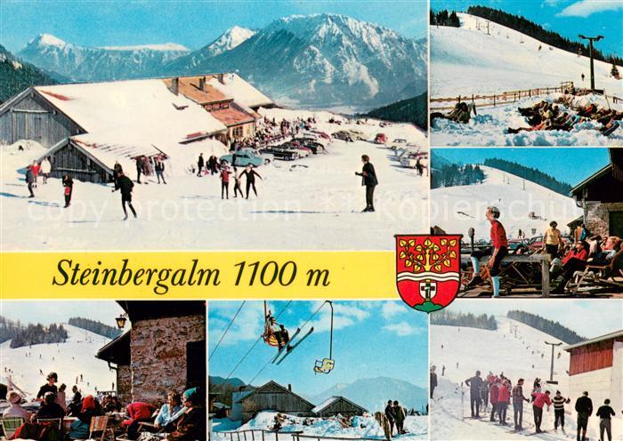 Ruhpolding Bayern Steinbergalm Terrasse Sessellift Skischule