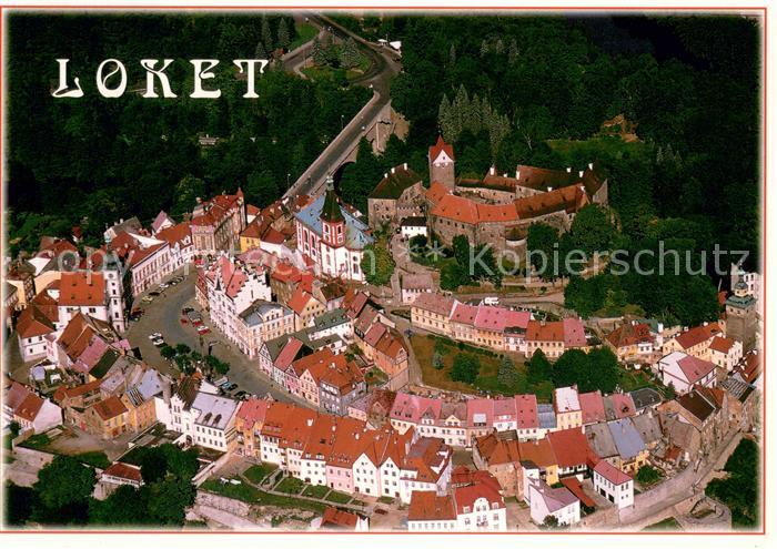 Loket Letecky pohled na mesto s hradem Fliegeraufnahme