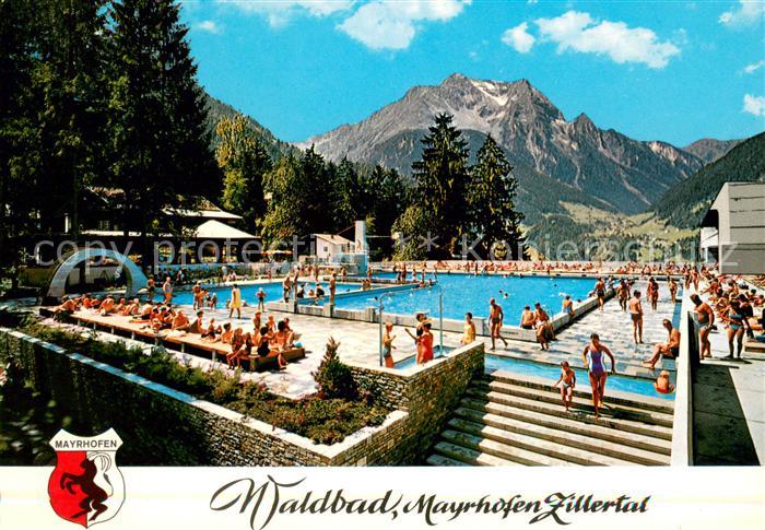 Mayrhofen Zillertal Waldfreibad mit Gruenberg