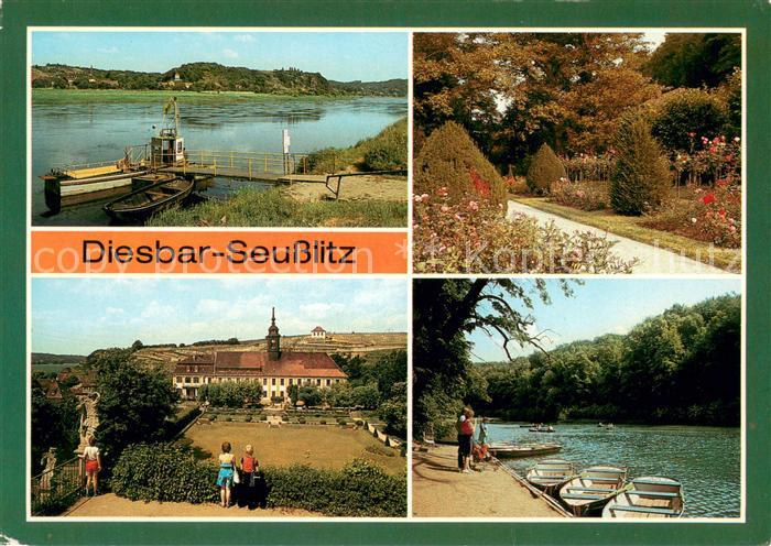 Seusslitz Panorama Blick ueber die Elbe Schlossgarten Schlosspark Gondelteich im