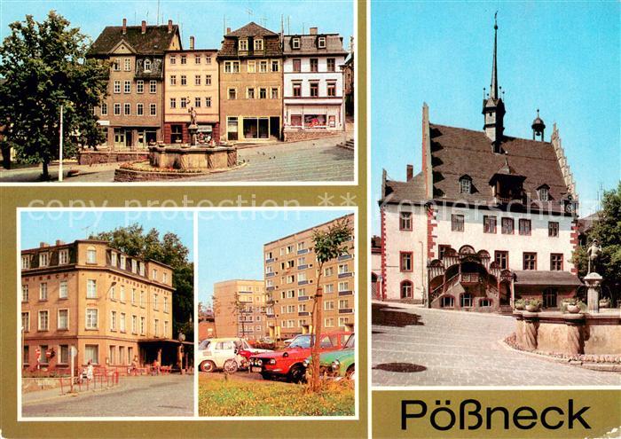 Poessneck Markt Mauritiusbrunnen HO Hotel Posthirsch Neubauviertel Rathaus