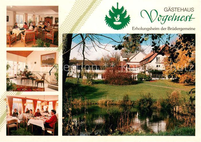 Koenigsfeld Schwarzwald Gaestehaus Vogelnest Gastraum Park Teich