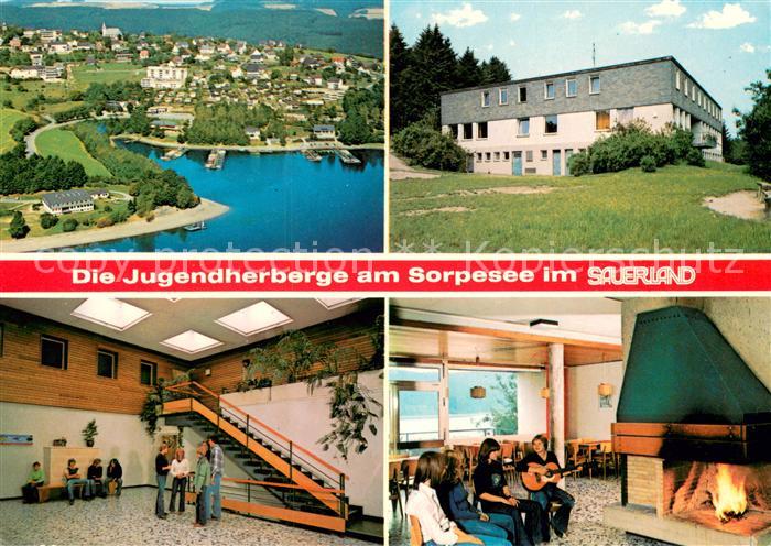 Sorpesee Sauerland Jugendherberge Halle Kamin Fliegeraufnahme