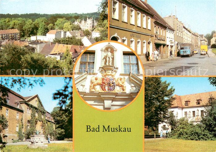 Bad Muskau Oberlausitz Ernst Thaelmann Strasse Wappen Altes Schloss Moorbad