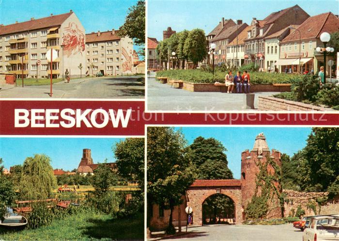 Beeskow Poststrasse Ernst Thaelmann Platz Kleine Spree Stadtmauer Pulverturm