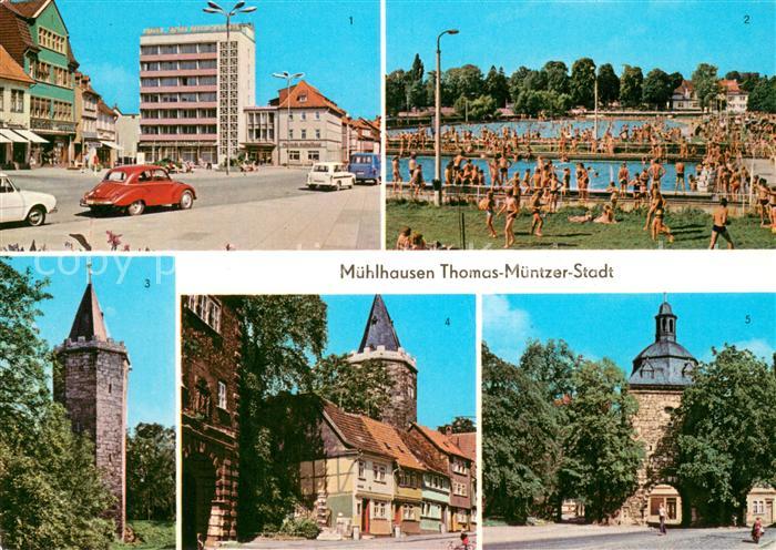 Muehlhausen Thueringen Thomas Muentzer Stadt Wilhelm Pieck Platz Schwanenteichba