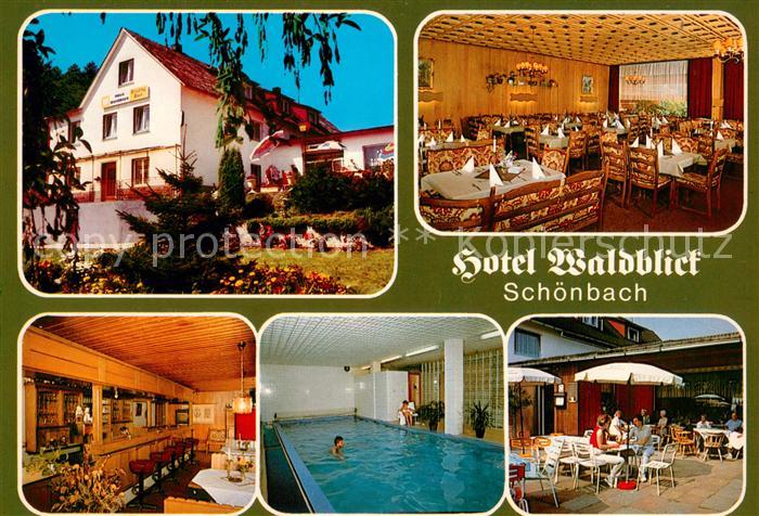 Schoenbach Dillkreis Hotel Waldblick Gastraeume Hallenbad Terrasse