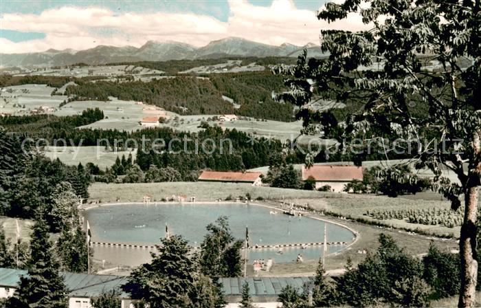 Scheidegg Allgaeu Alpenfreibad mit Allgaeuer Alpen