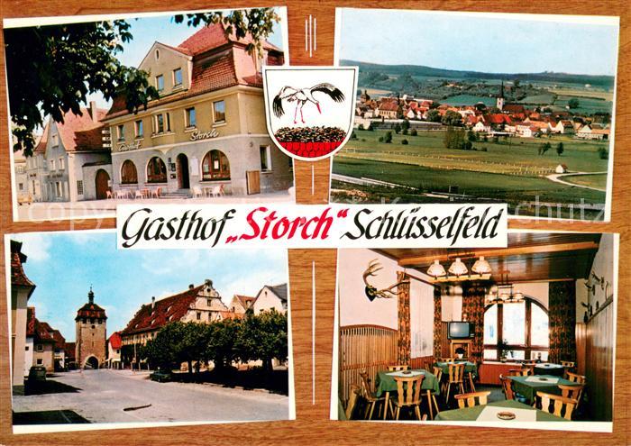 Schluesselfeld Gasthof Storch Panorama Marktplatz Gaststube