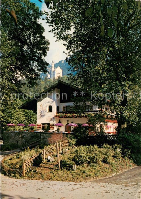 Hohenschwangau Cafe Restaurant Kainz mit Schloss Neuschwanstein